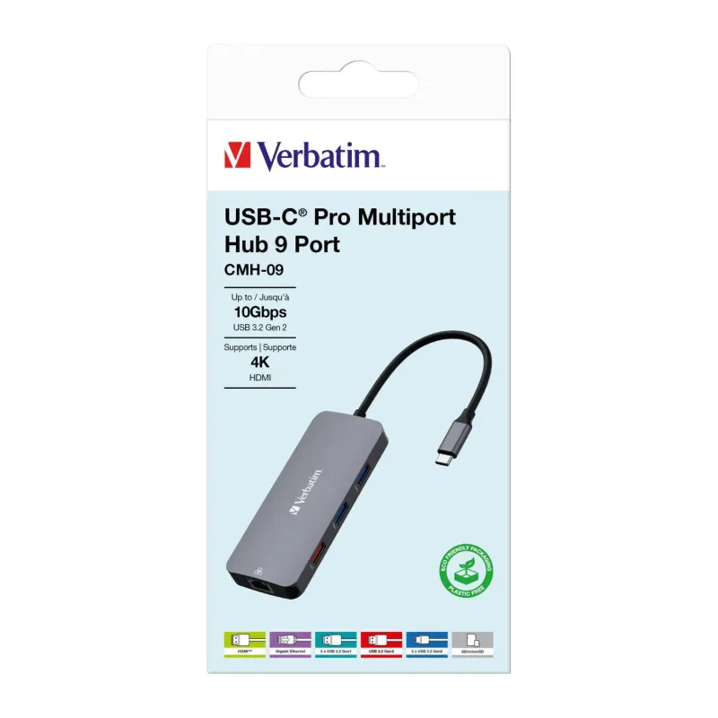 Hub USB Verbatim Multi Port CMH-09: 2xUSB-C 3.1, 1xUSB-A | PartsPC.pl