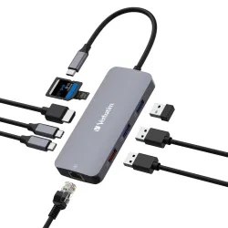 Hub USB Verbatim Multi Port CMH-09: 2xUSB-C 3.1, 1xUSB-A | PartsPC.pl