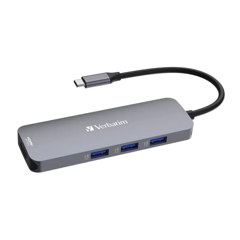 Hub USB Verbatim Multi Port CMH-08: 1x USB-C PD, 3xUSB-A | PartsPC.pl