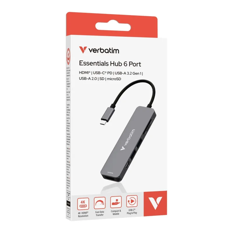 Hub USB Verbatim Multi Port Essentials USB-C PD, USB-A | PartsPC.pl