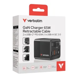 Ładowarka ścienna Verbatim GaN 65W 1xUSB-C PD 3.0 | PartsPC.pl