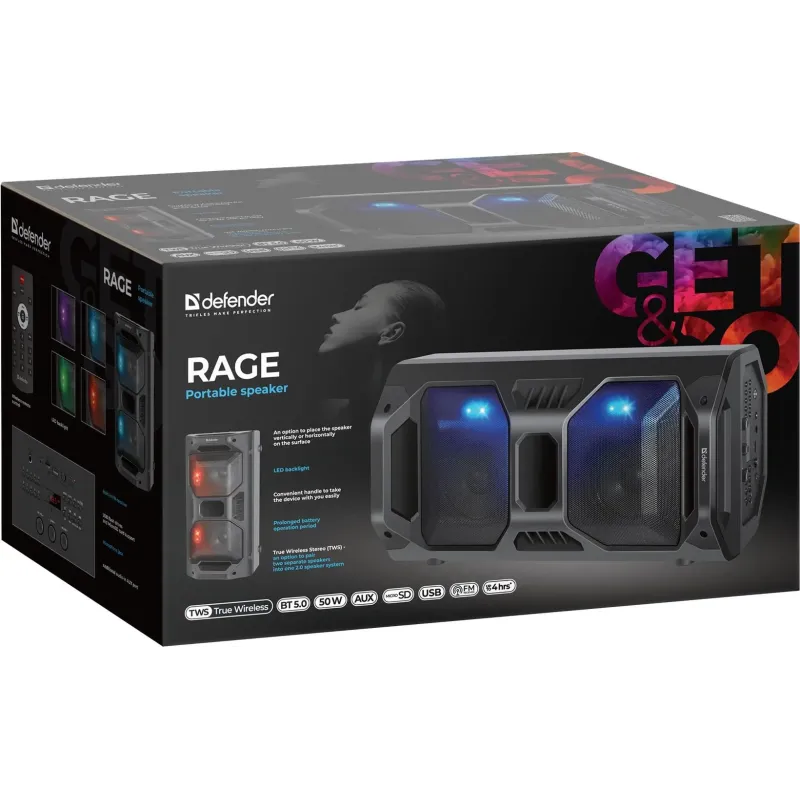 Głośnik Defender RAGE Bluetooth 50W | PartsPC.pl