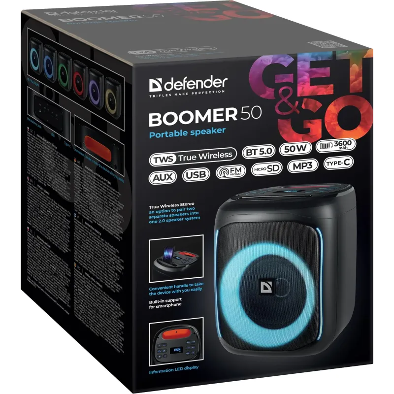 Głośnik Defender BOOMER 50 Bluetooth 50W | PartsPC.pl