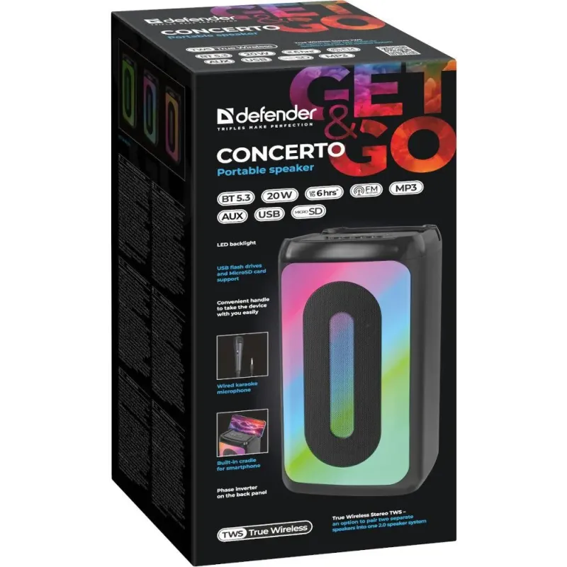 Głośnik Defender CONCERTO Bluetooth 20W | PartsPC.pl