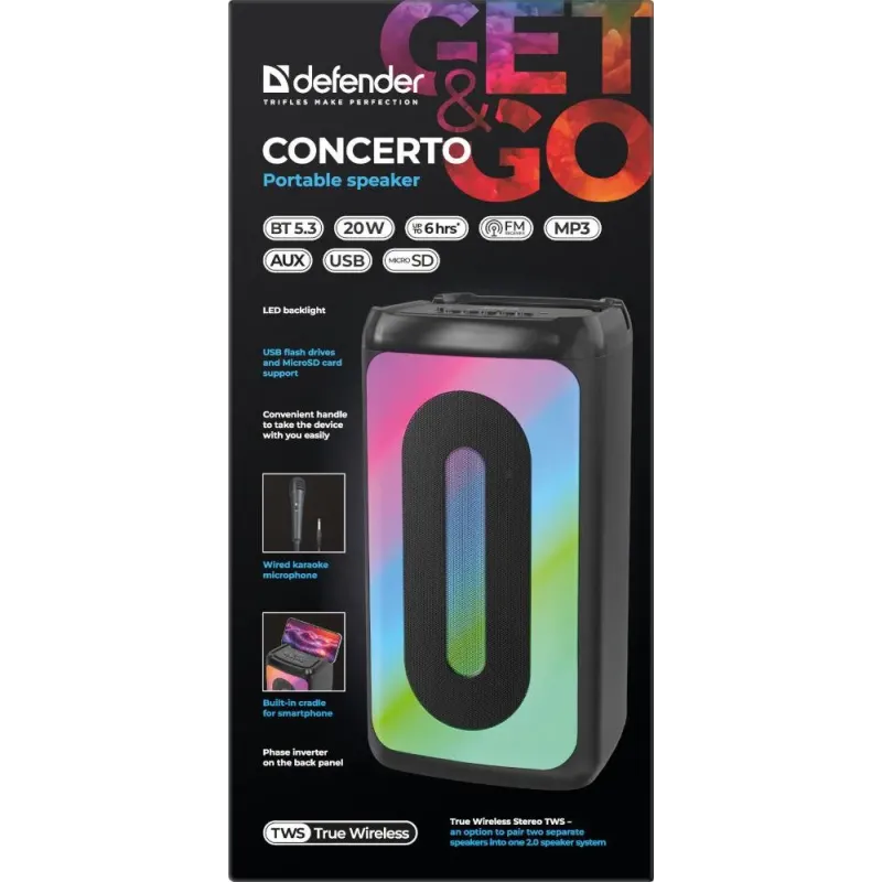 Głośnik Defender CONCERTO Bluetooth 20W | PartsPC.pl