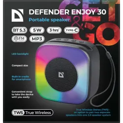 Głośnik Defender Enjoy 30 Bluetooth 5W BT/LED/USB/TF/MP3 | PartsPC.pl