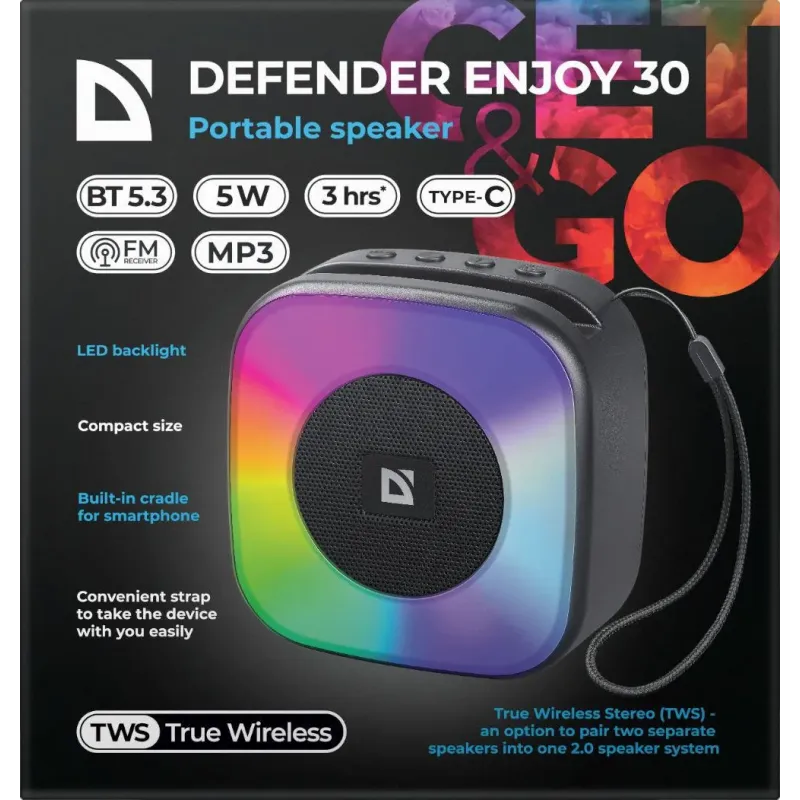 Głośnik Defender Enjoy 30 Bluetooth 5W BT/LED/USB/TF/MP3 | PartsPC.pl
