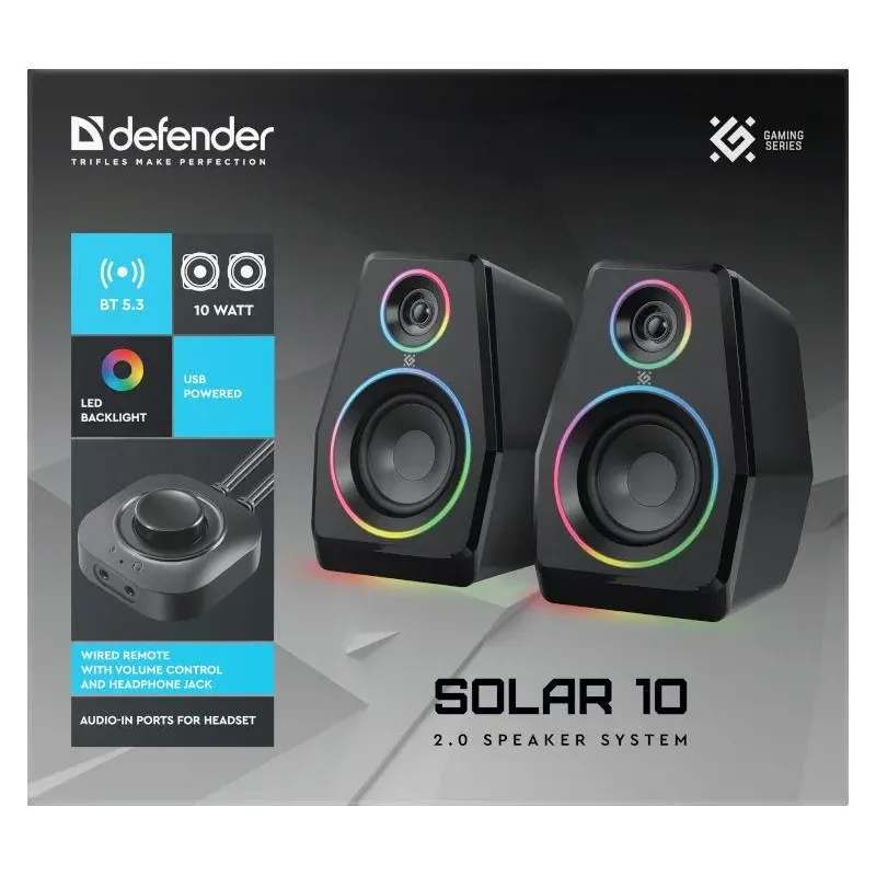Głośniki Defender SOLAR 10 2.0 10W Bluetooth USB | PartsPC.pl