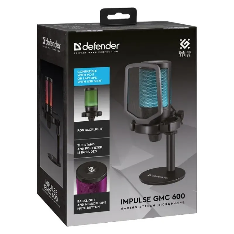 Mikrofon przewodowy Defender IMPULSE GMC 600 ze statywem | PartsPC.pl