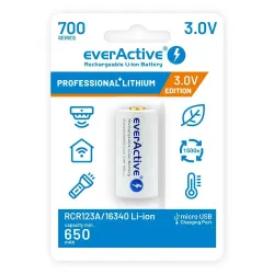 Akumulator 16340 everActive 3V Li-ion 700mAh micro USB z | PartsPC.pl