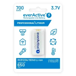 Akumulator 16340 everActive 3,7V Li-ion 700mAh micro USB | PartsPC.pl