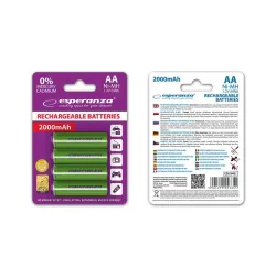Akumulatorki AA Esperanza 2000mAh 4szt. zielone | PartsPC.pl