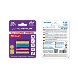Akumulatorki AAA Esperanza 1000mAh 4szt. mix kolorów | PartsPC.pl
