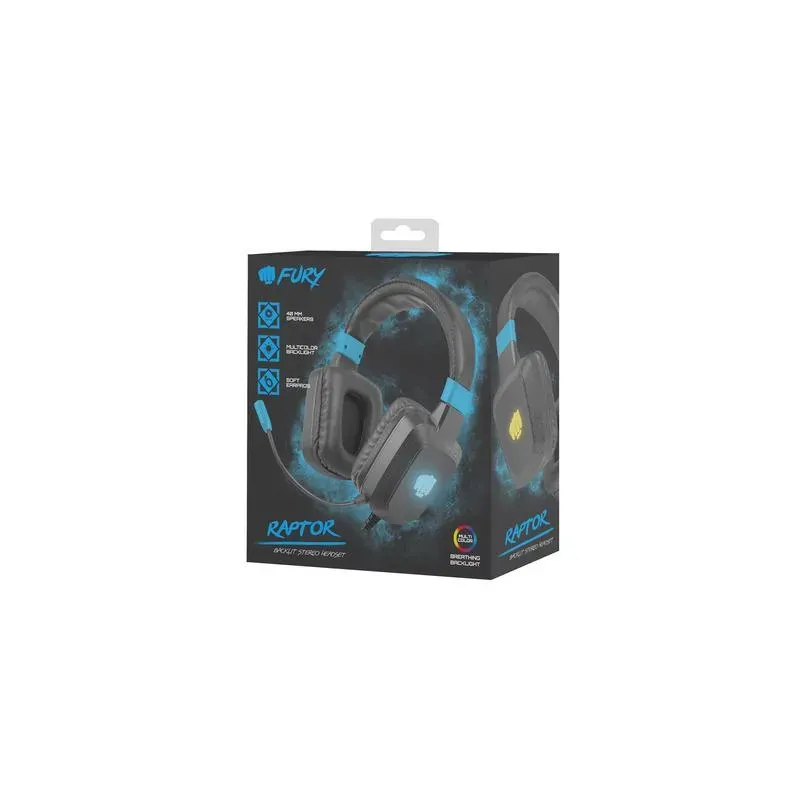 Słuchawki z mikrofonem Fury Raptor Gaming podświetlenie | PartsPC.pl