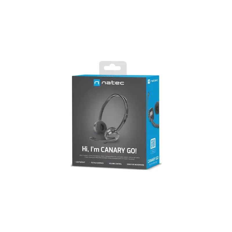 Słuchawki z mikrofonem Natec Canary Go czarne | PartsPC.pl
