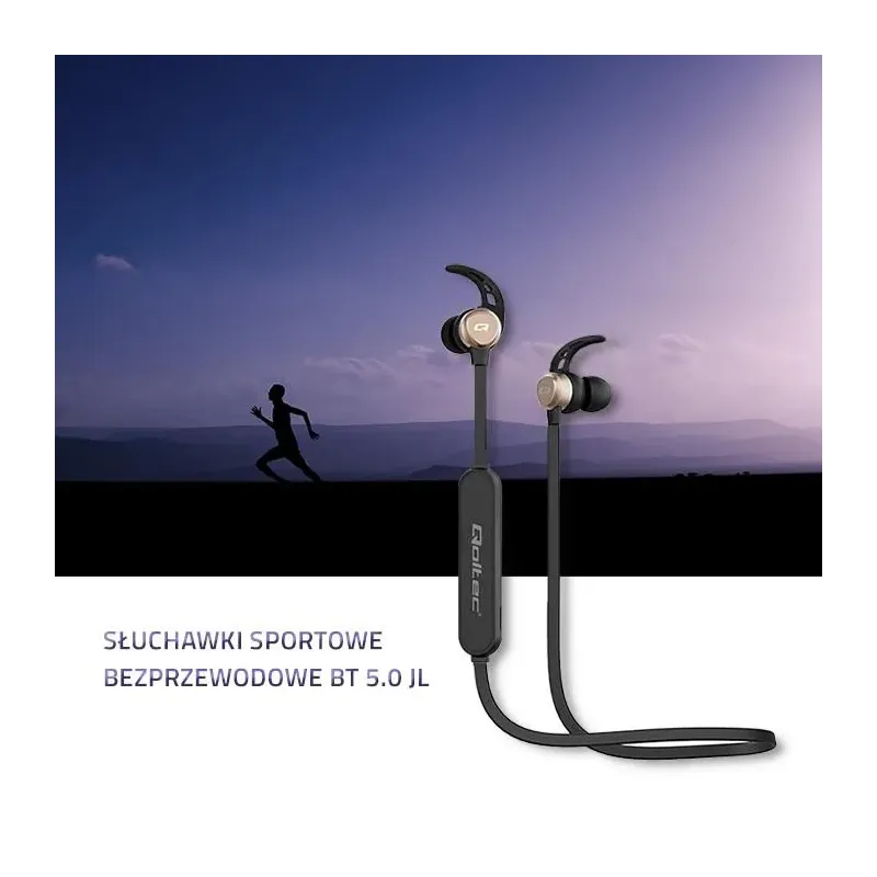 Słuchawki z mikrofonem Qoltec bezprzewodowe sportowe | | PartsPC.pl