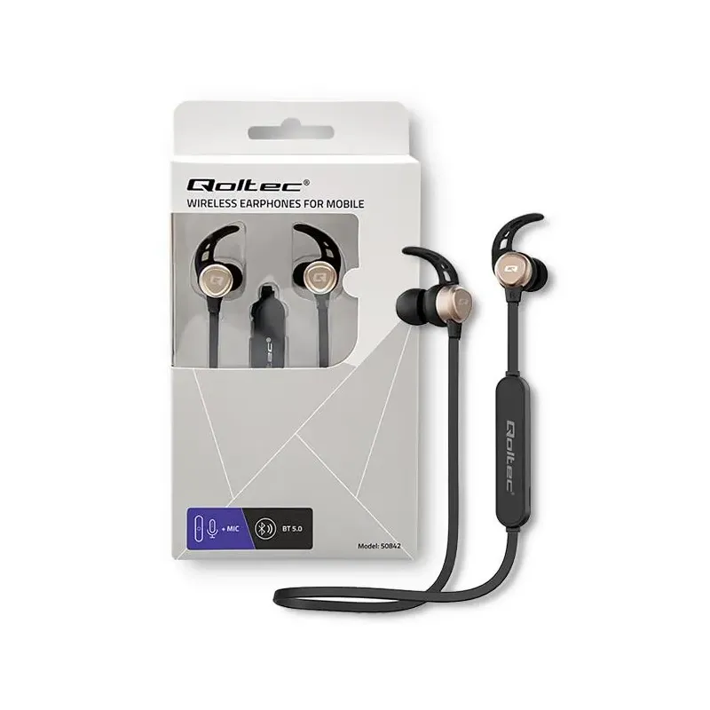 Słuchawki z mikrofonem Qoltec bezprzewodowe sportowe | | PartsPC.pl
