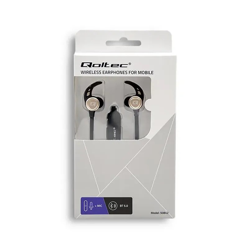 Słuchawki z mikrofonem Qoltec bezprzewodowe sportowe | | PartsPC.pl
