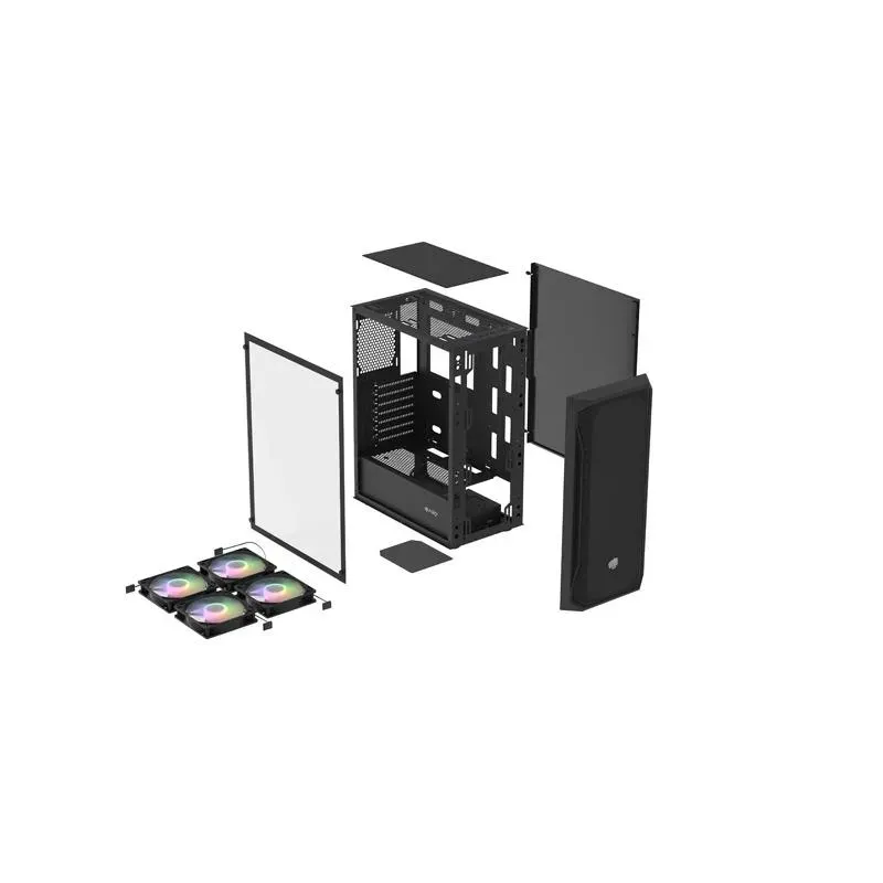 Obudowa Fury SHOBO SH4F RGB ATX Midi Tower z oknem czarna | PartsPC.pl