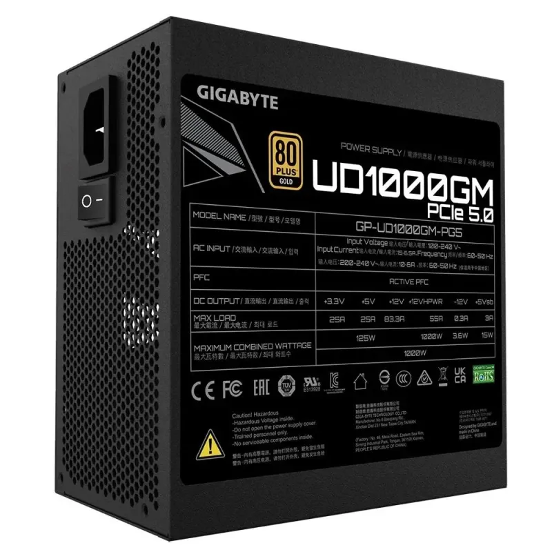 Zasilacz Gigabyte GP-UD1000GM PG5 V2 1000W 120mm 80+Gold | PartsPC.pl