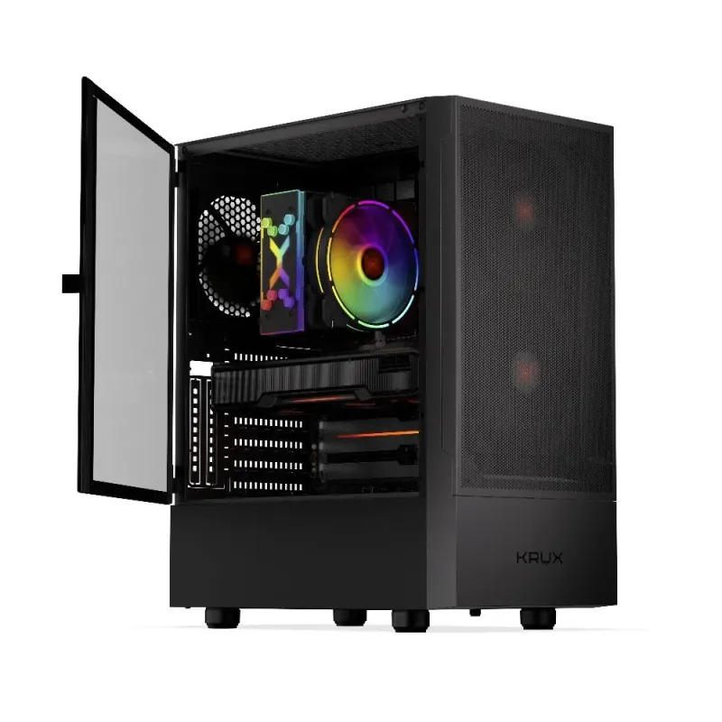 Obudowa KRUX Nadir ATX, z oknem, bez zasilacza, czarna | PartsPC.pl