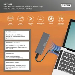 Obudowa DIGITUS USB 3.1 Typ C na dysk SSD M.2 SATA 6Gbps | PartsPC.pl