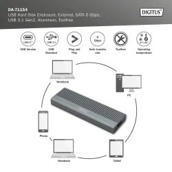 Obudowa DIGITUS USB 3.1 Typ C na dysk SSD M.2 SATA 6Gbps | PartsPC.pl