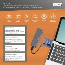Obudowa DIGITUS USB 3.1 Typ C na dysk SSD M.2 NVMe | PartsPC.pl