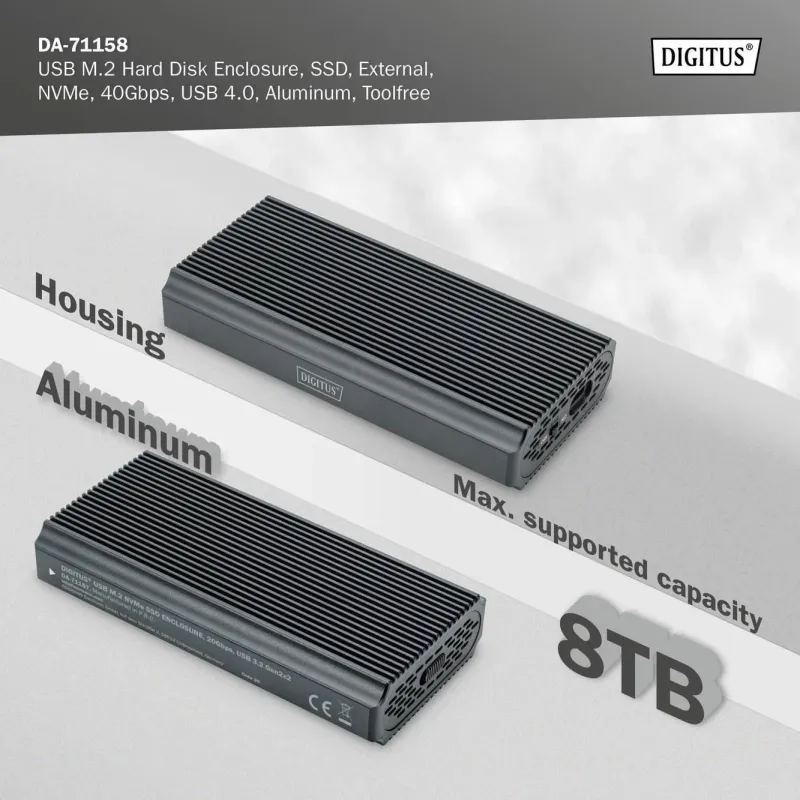 Obudowa DIGITUS USB 4.0 Typ C na dysk SSD M.2 NVMe | PartsPC.pl