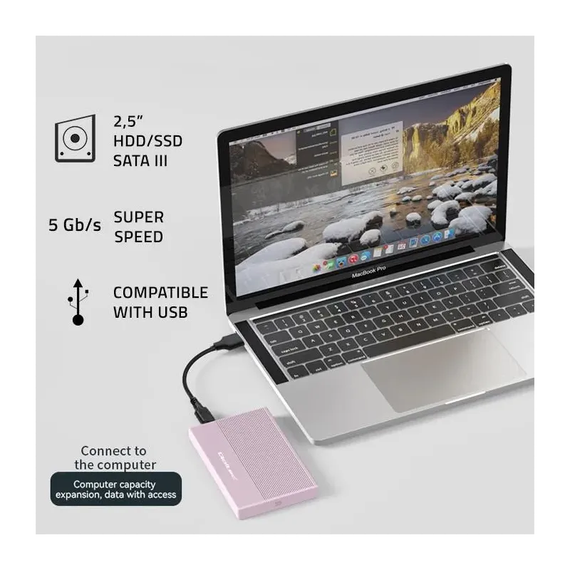 Obudowa/kieszeń Qoltec na dysk SSD HDD 2.5" | SATA | USB | PartsPC.pl