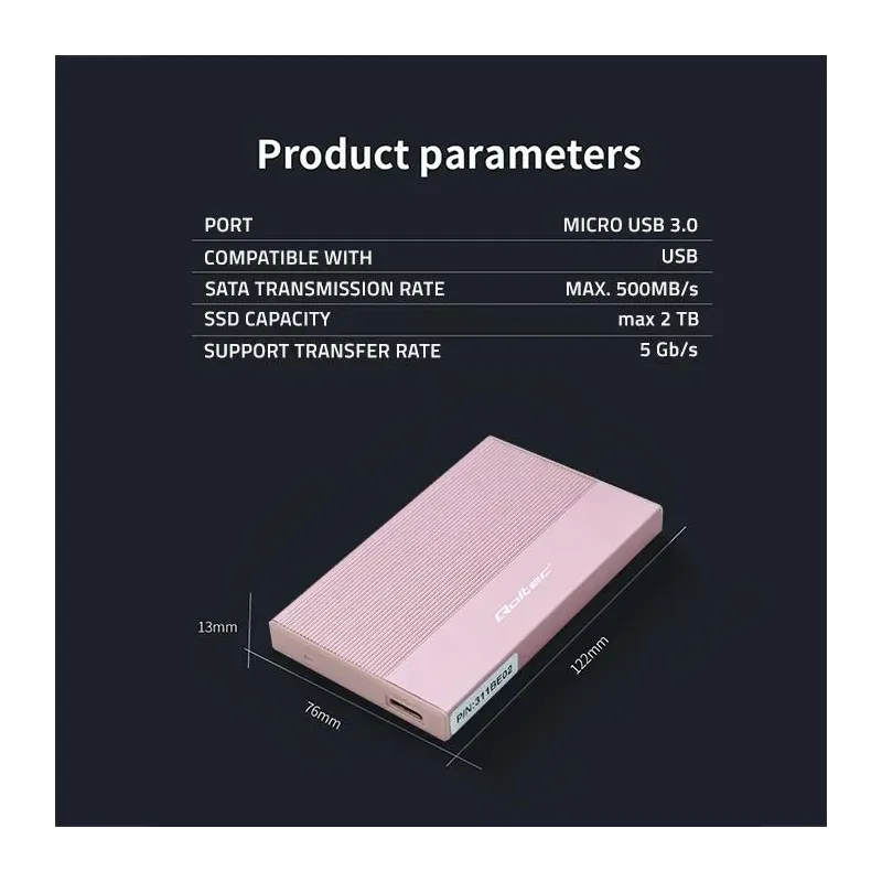 Obudowa/kieszeń Qoltec na dysk SSD HDD 2.5" | SATA | USB | PartsPC.pl