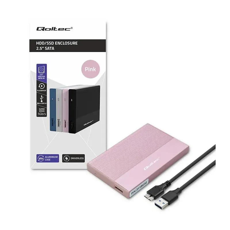 Obudowa/kieszeń Qoltec na dysk SSD HDD 2.5" | SATA | USB | PartsPC.pl