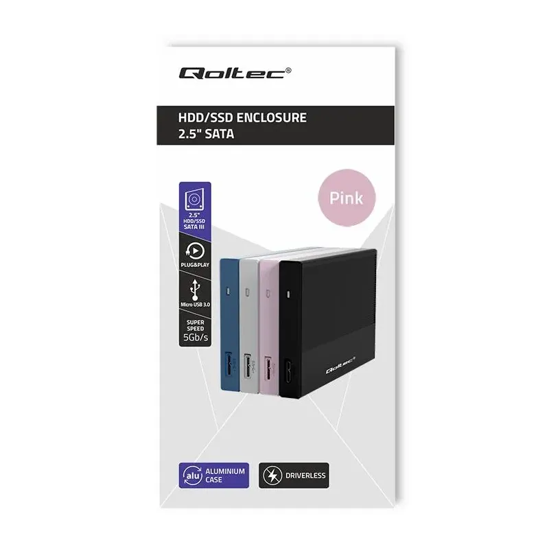 Obudowa/kieszeń Qoltec na dysk SSD HDD 2.5" | SATA | USB | PartsPC.pl