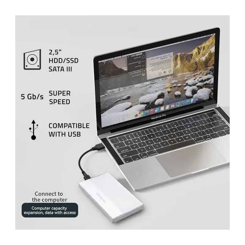 Obudowa/kieszeń Qoltec na dysk SSD HDD 2.5" | SATA | USB | PartsPC.pl