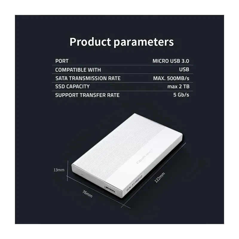 Obudowa/kieszeń Qoltec na dysk SSD HDD 2.5" | SATA | USB | PartsPC.pl