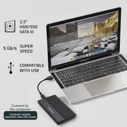 Obudowa/kieszeń Qoltec na dysk SSD HDD 2.5" | SATA | USB | PartsPC.pl