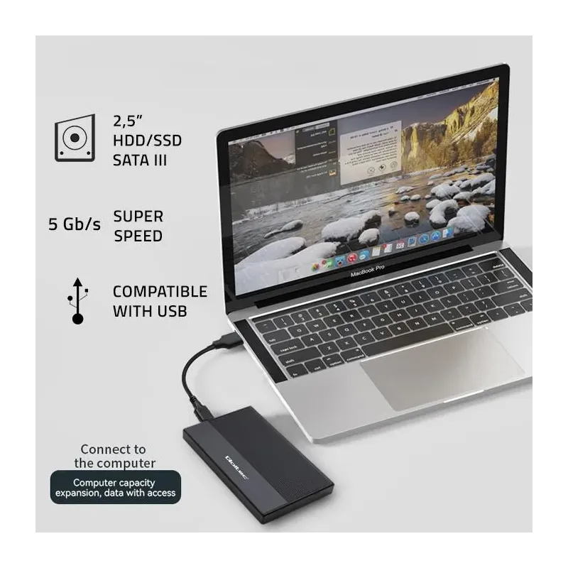 Obudowa/kieszeń Qoltec na dysk SSD HDD 2.5" | SATA | USB | PartsPC.pl