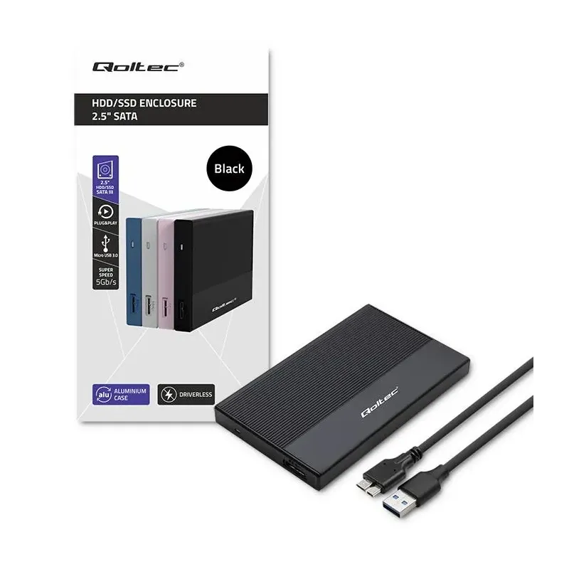 Obudowa/kieszeń Qoltec na dysk SSD HDD 2.5" | SATA | USB | PartsPC.pl
