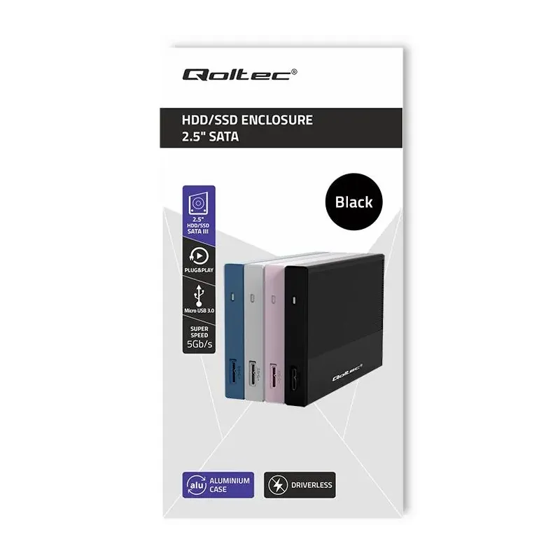 Obudowa/kieszeń Qoltec na dysk SSD HDD 2.5" | SATA | USB | PartsPC.pl