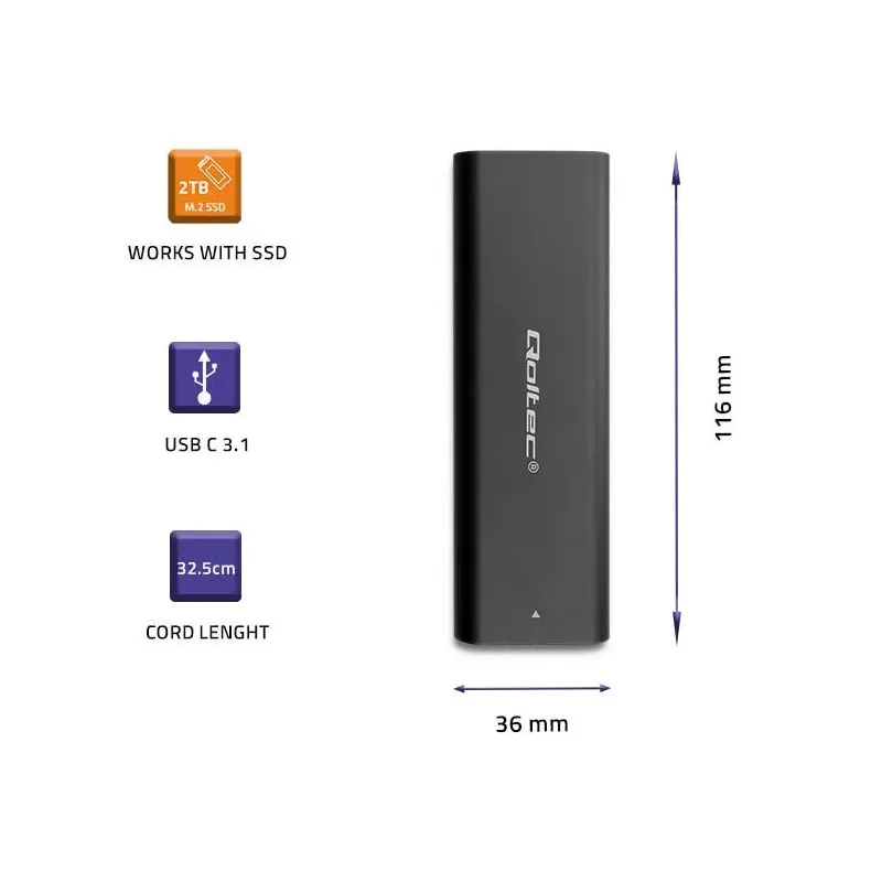 Obudowa/kieszeń Qoltec do dysków M.2 SATA SSD | NGFF | | PartsPC.pl