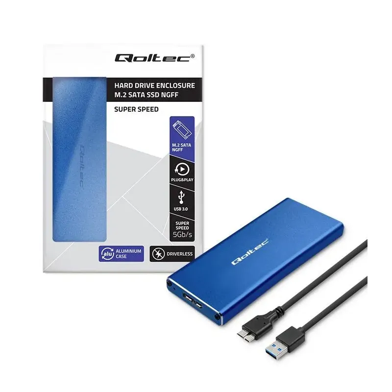 Obudowa/kieszeń Qoltec na dysk M.2 SSD | SATA | NGFF | | PartsPC.pl