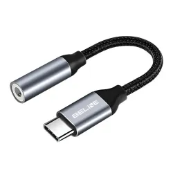 Kabel adapter Beline USB-C/Jack 3,5mm DAC czarny | PartsPC.pl