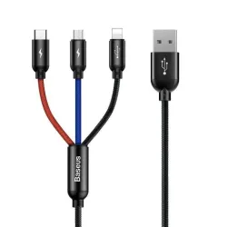 Kabel przewód USB 3w1 - USB-C, Lightning, micro USB | PartsPC.pl