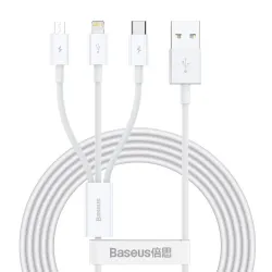 Kabel przewód USB 3w1 - USB-C, Lightning, micro USB | PartsPC.pl