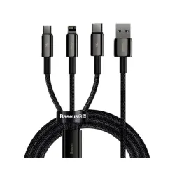 Kabel przewód USB 3w1 - USB-C, Lightning, micro USB 1.5m | PartsPC.pl
