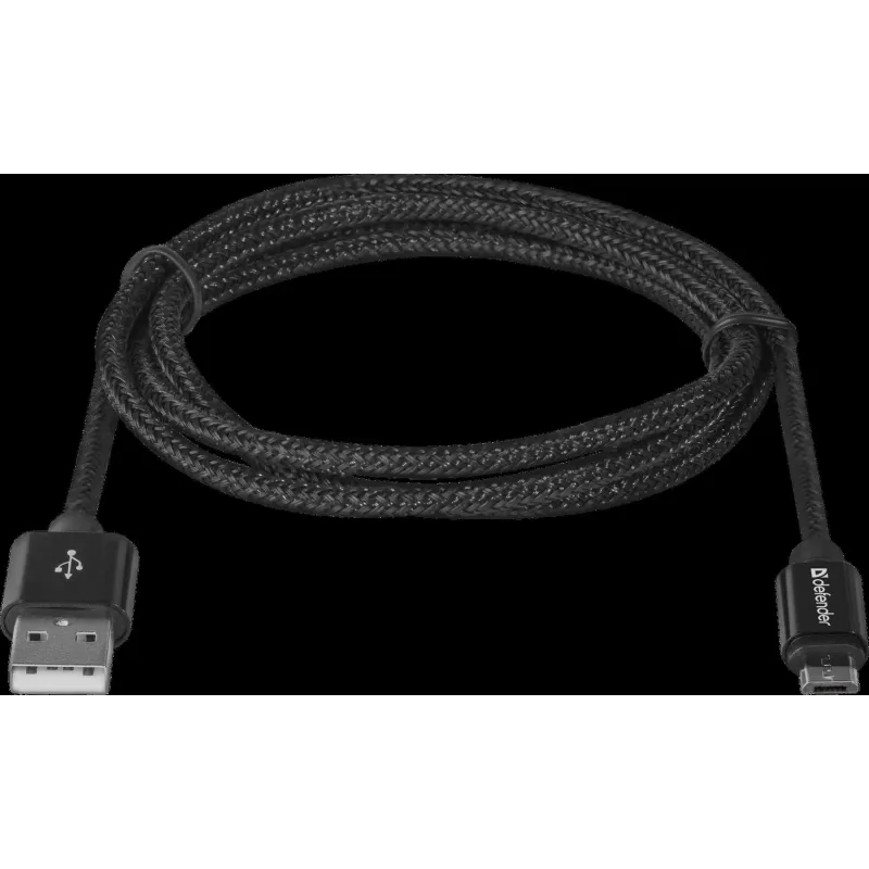 Kabel USB Defender AM-micro BM 1m 2,1A czarny | PartsPC.pl