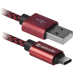 Kabel USB Defender AM-TYPE C 1m 2,1A czerwony | PartsPC.pl