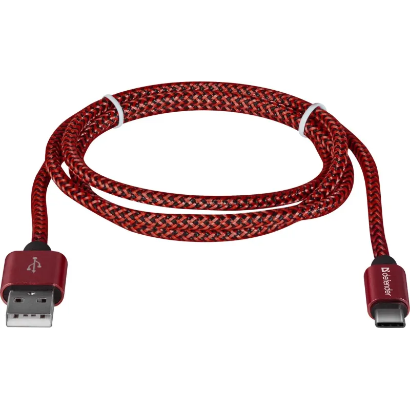 Kabel USB Defender AM-TYPE C 1m 2,1A czerwony | PartsPC.pl