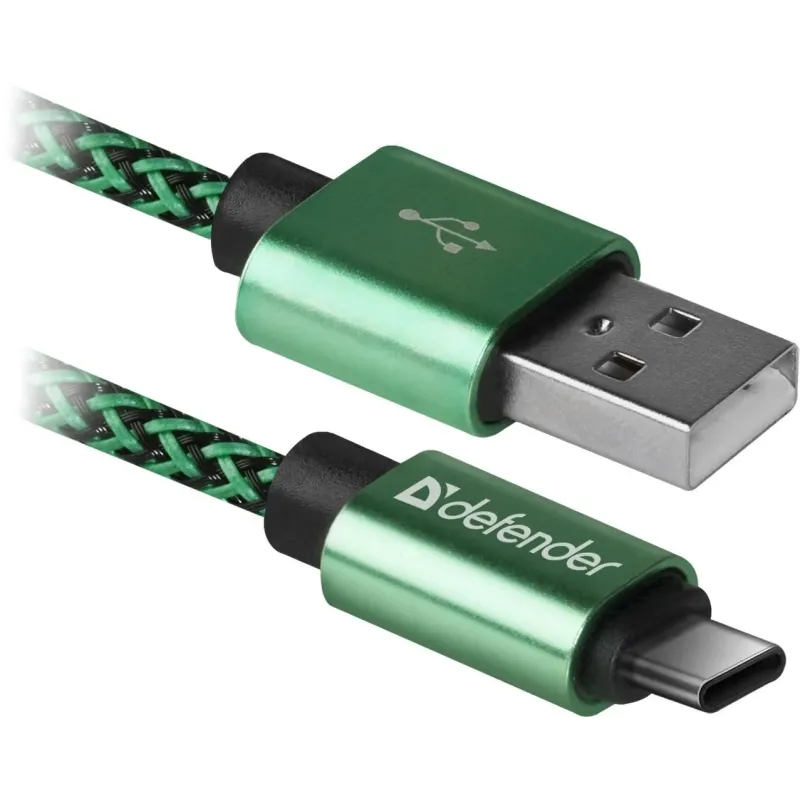 Kabel USB Defender AM-TYPE C 1m 2,1A zielono-czarny | PartsPC.pl