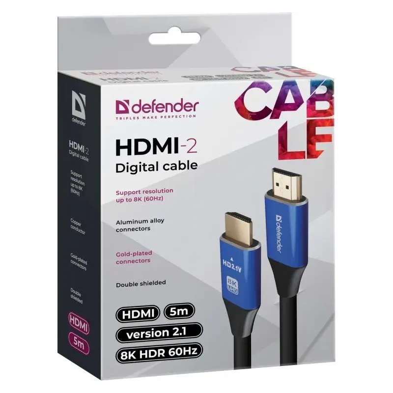 Kabel HDMI-HDMI Defender 5m v2.1 M/M 8k | PartsPC.pl